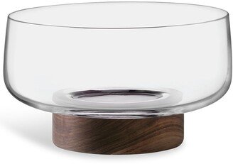 City glass bowl and walnut base