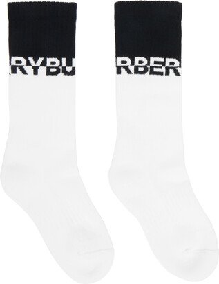 White & Black Logo Intarsia Socks