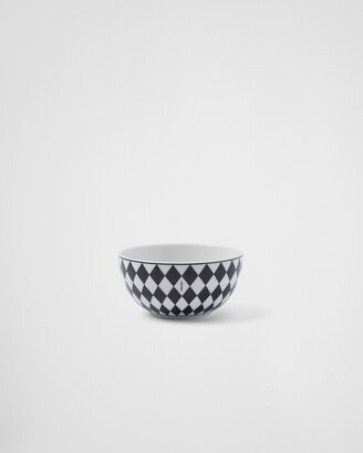 Set Of Two Porcelain Rice Or Cereal Bowls - Checkerboard