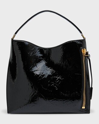 Alix Small Crinkled Patent Leather Hobo Bag