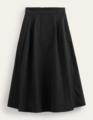 Taffeta Pull-on Midi Skirt