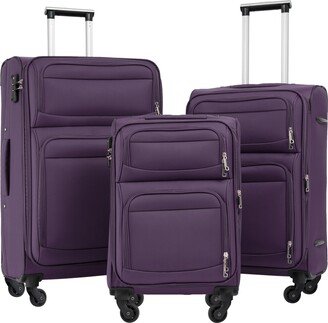 Sunmory Softside Luggage Expandable 3 Piece Set Suitcase Upright Spinner Softshell Lightweight Luggage Travel Set-AE