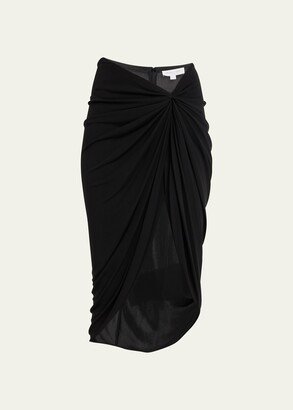 Draped Sarong Midi Skirt