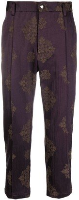 Jacquard-Print Tailored Trousers