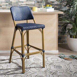 Home Collection Deltana Navy Rattan Indoor/Outdoor Bar Stool