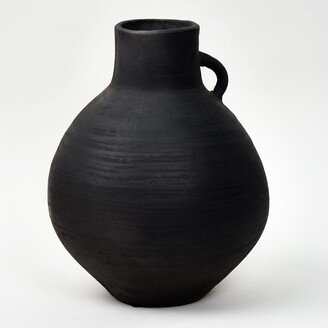 Artissance 11H Small Earthy Gray Clay Indoor Outdoor Pottery Globular Vase, Home and Garden Décor