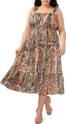 Paisley Floral Tiered Midi Dress