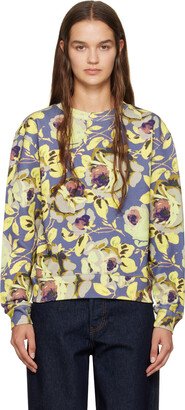 Purple Floral Print Sweatshirt