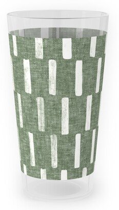 Outdoor Pint Glasses: Block Print Dash - Sage Outdoor Pint Glass, Green