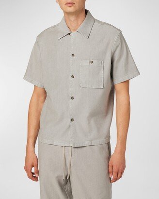 Men's Solid Linen-Lyocell Sport Shirt