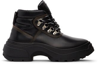 Black Leather Lace-Up Boots