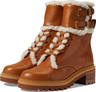 Mallory Combat Shearling Bootie (Tan) Women's Boots