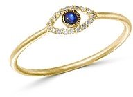 14K Yellow Gold Evil Eye Blue Sapphire & Diamond Ring