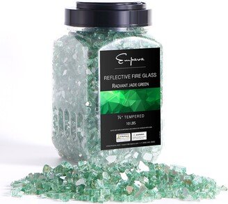 10 lbs. 1/4-in Radiant Jade Green Reflective Tempered Fire Glass for Gas Fire Pit - 1/4