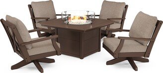 Braxton 5-Piece Deep Seating Swivel Conversation Set with Fire Pit Table