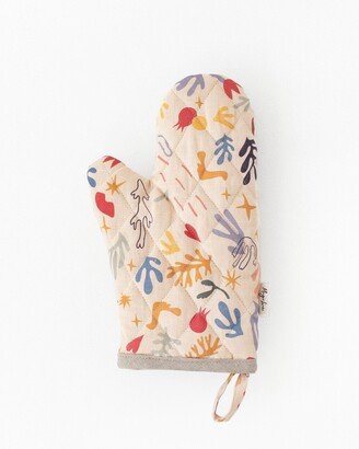 Linen Oven Mitt | 1Pcs in Abstract Print. Oven Glove. Kitchen Mitt. Protective Cooking Glove