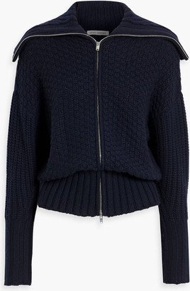 Textured-knit zip-up cardigan