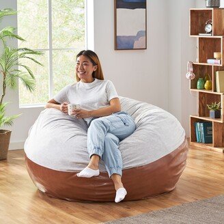 Ohnstad Modern 5 Foot Two Toned Fabric and Faux Leather Bean Bag