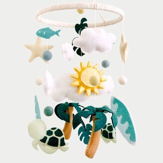 Baby Mobile For A Tropical Nursery | With Palm Trees Surfboard Beach Decor Shower Gift Mobiles