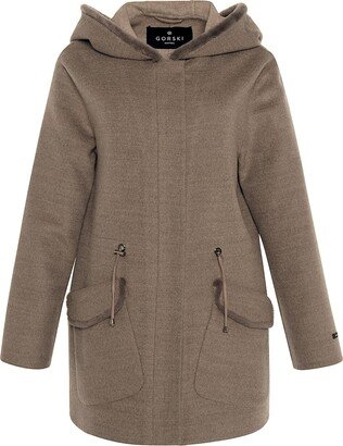 Wool & Cashmere Parka with Shearling Lamb Hood Trim