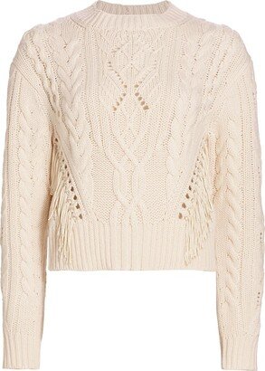 Fringe Cable-Knit Wool-Cashmere Sweater