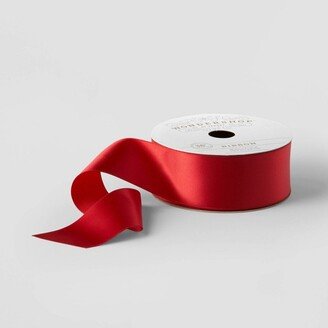 1.5 Satin Fabric Ribbon Cranberry Red 36ft - Wondershop™