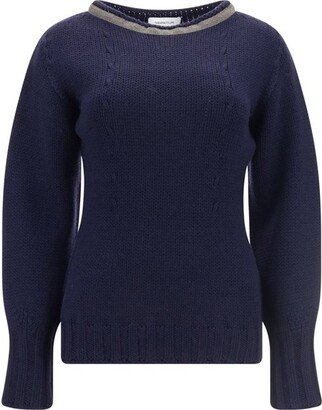 Long-Sleeved Crewneck Knitted Jumper-AD