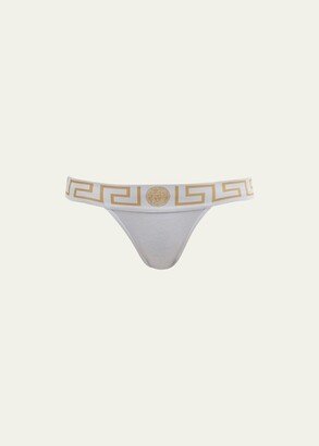 Greca-Border Stretch Cotton Thong