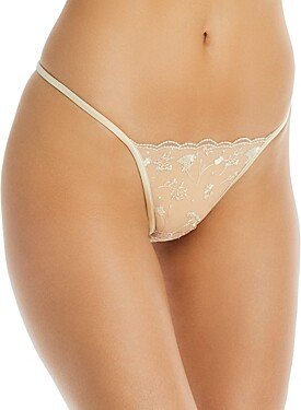 Floral Embroidered Thong