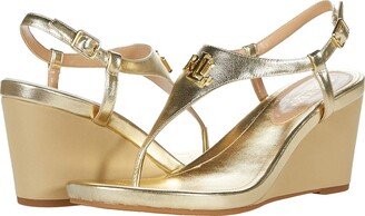 Jeannie Wedge Sandal (Gold) Women's Shoes