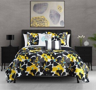 Queen 9pc Astra Bed in a Bag Quilt Set Black - Chic Home Design