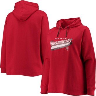 Women's Branded Red Tampa Bay Buccaneers Plus Size First Contact Raglan Pullover Hoodie