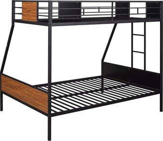 Modern style steel frame bunk bed with built-in ladder