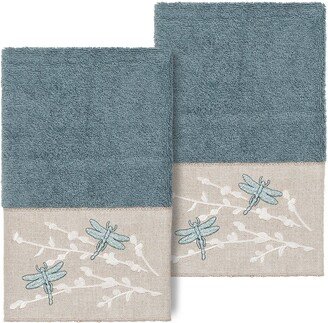 Braelyn Embellished Hand Towel - Set of 2 - Teal