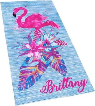 Custom Beach Towel. Personalized Flamingo Beach