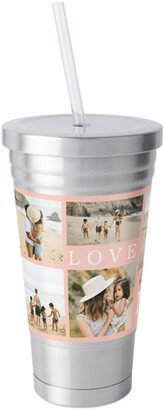 Travel Mugs: Moments With Mom Stainless Tumbler With Straw, 18Oz, Pink