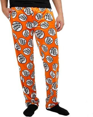 Anime All Over Print Men's Orange Sleep Pajama Pants-L