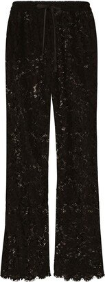 Lace-Panelling Semi-Sheer Trousers