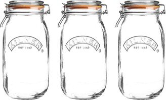 Round Clip Top Jar 68 oz, Set of 3