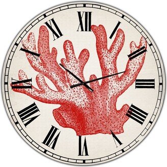 Designart Red Coral 3 Oversized Nautical & Coastal Wall Clock - 36 x 36