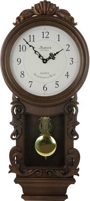 Bedford Clock Collection Chestnut Chiming Pendulum Wall Clock - 13.75x4.5x31