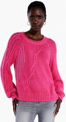 Crafted Cables Sweater - Pink Multi, 1X