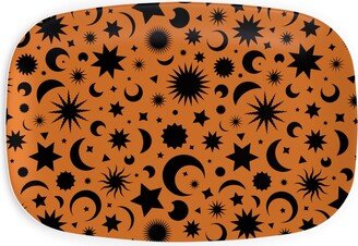 Serving Platters: Celestial Kilim - Orange And Black Serving Platter, Orange