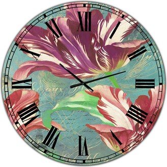 Designart Vintage-Inspired Tulips in Paris Oversized Cottage Wall Clock - 36 x 36