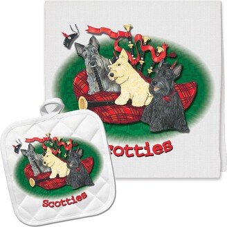 Scottish Terrier Scottie Kitchen Dish Towel & Pot Holder Gift Set