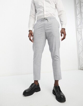 pull on slim cropped pants in gray texture