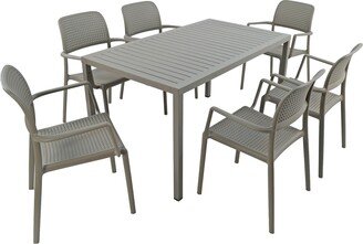 Dunelm Cube Dining Table with 6 Bora Chair Set Turtle Dove Grey