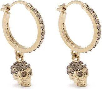 Palladium Gold Skull Hoop Earrings