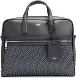 Structured document case with monogram detailing