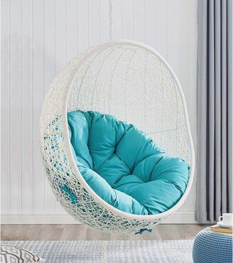 Balmoral Outdoor White Rattan with Turquoise Cushioned Hanging Swing Chair